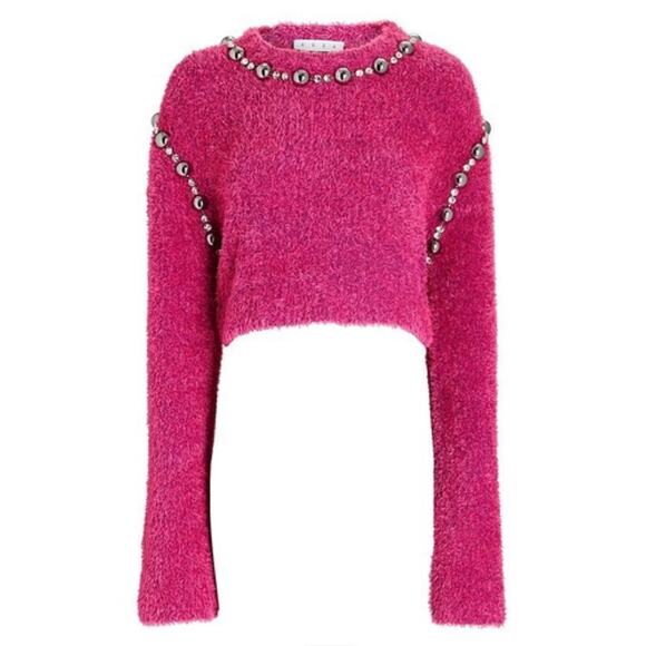 AREA Fuchsia Sweater with Crystal Accents - Picture 2 of 14